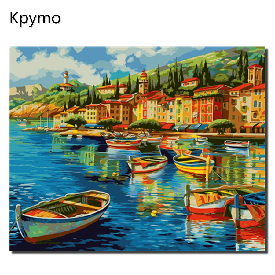 DIY живопись по номерам пейзаж холст Painitng домашний настенный художественный