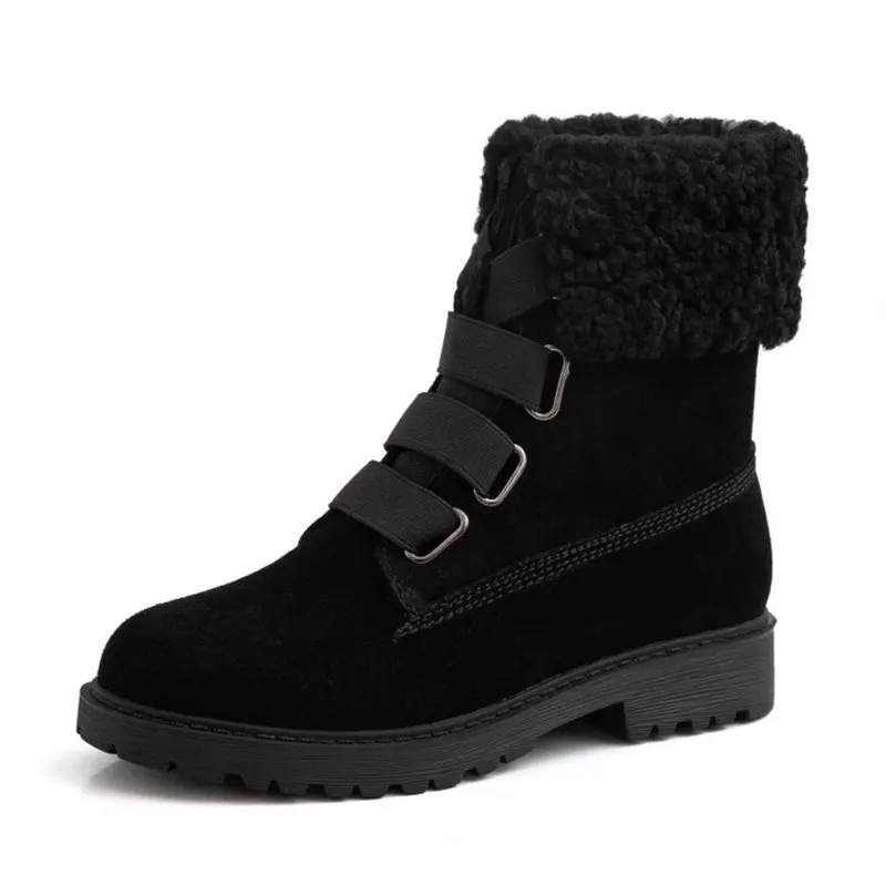 

Women's Cowsuede Round Toe Platform Heel Boots Warm Martin Boots Cross Elastic band Ankle Bootie Casual Daily Boots