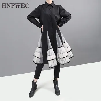 

Women Black Organza Pleated Temperament Dress New Round Neck Long Sleeve Loose Fit Fashion Tide Spring Autumn 2019 D050