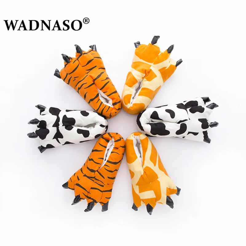 

Winter Children Soft Warm Monster Dinosaur Paw Funny Slippers for Kids Parent-child Home House Slipper Shoes Room Cotton Shoes