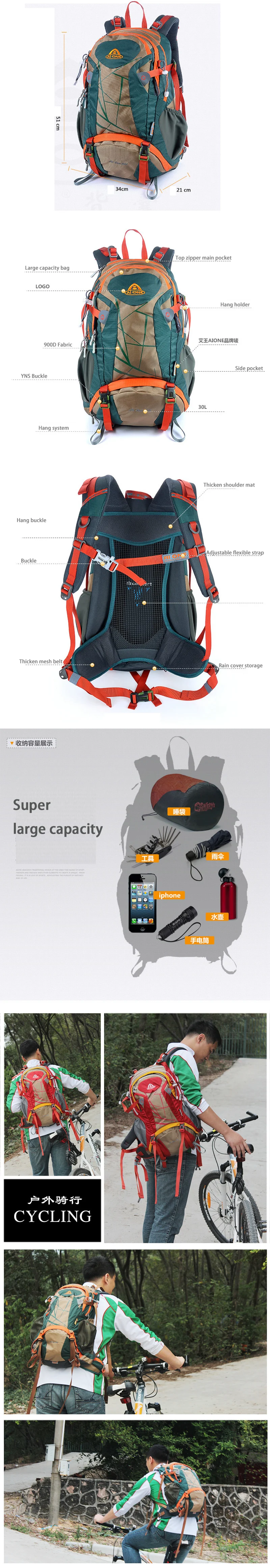 Água de Viagem dos Homens Bolsa de Náilon à Prova Dwaterproof Caminhadas Mochila Esportes Ciclismo Acampamento Luz Trekking Bagpack 900d 30l 1 High Quality Esporte e Lazer