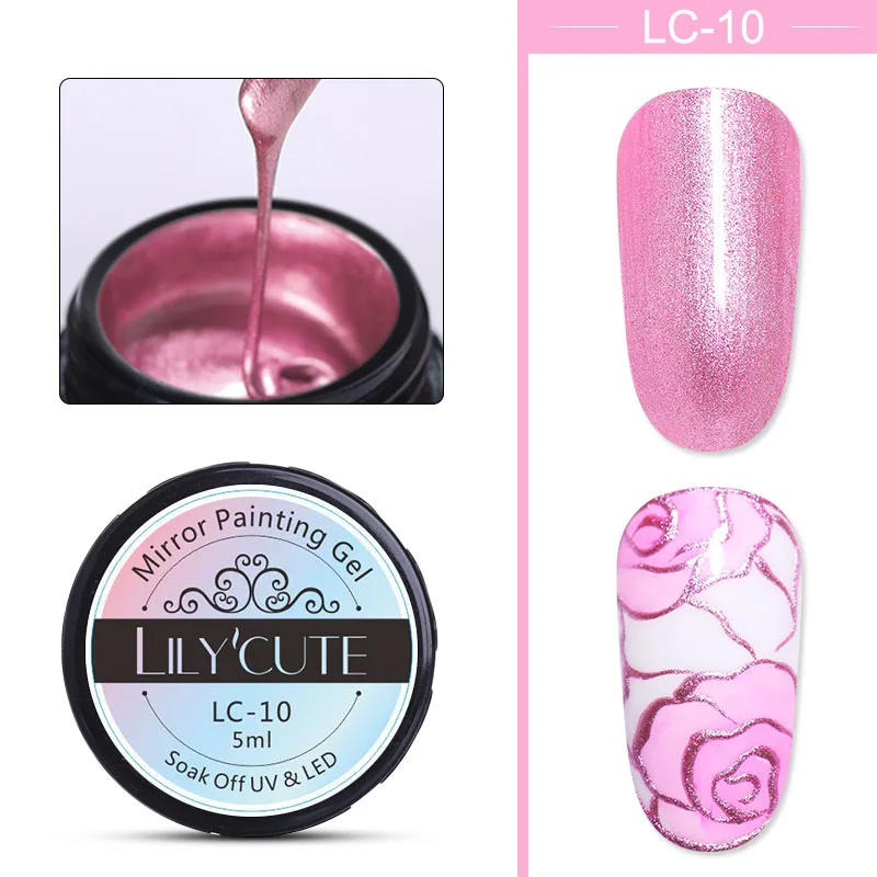 LILYCUTE замочить от УФ Гель-лак металлическое зеркало серебряный УФ гель для ногтей маникюрный лак Гель-лак для нейл-арта - Цвет: Светло-голубой