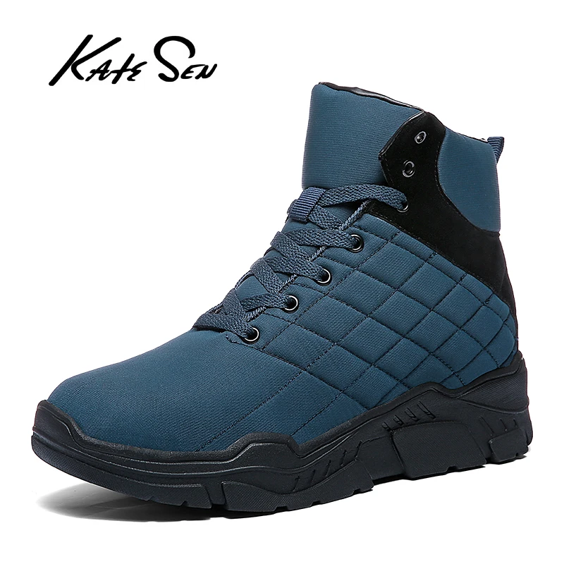 

KATESEN Winter Warm Plush Fur Snow Boots Men Ankle Boot Quality Casual Motorcycle Boot Waterproof Men's Boots Big Size 39-45