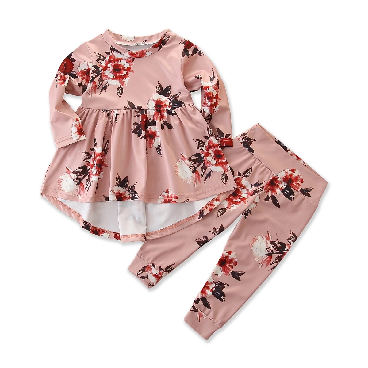 Одежда для маленьких девочек осенняя одежда для маленьких девочек из 2 предметов платье-пачка с цветочным рисунком, Штаны Мягкая хлопковая одежда