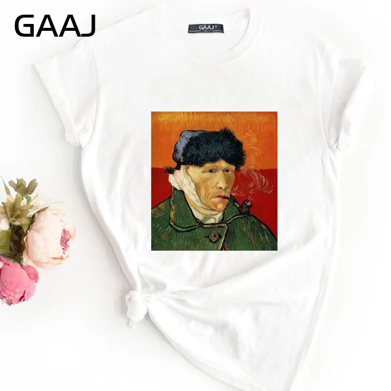 GAAJ "Vincent Van Gogh The Starry Night" Футболка женская футболка с круглым вырезом модная свободная футболка с принтом QGEZN - Цвет: 8