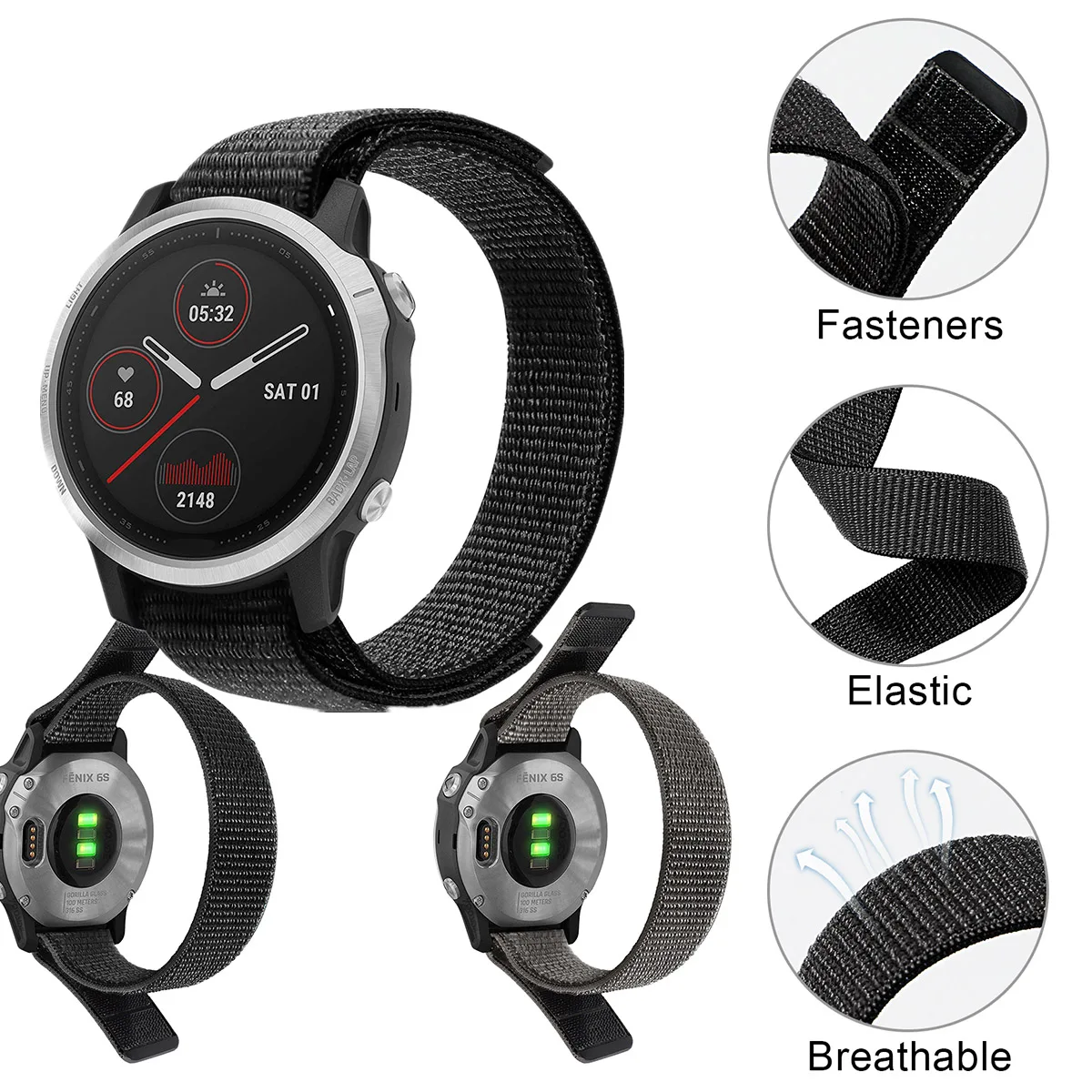 Cinturino In Nylon 20Mm 22Mm Per Garmin Fenix 6 6S Pro/Fenix 5 5S Plus Cinturino In Nylon Intrecciato Ad Asciugatura Rapida Per Garmin 5/Instinc