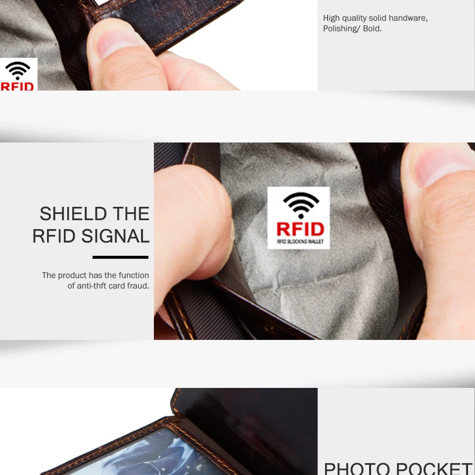 Мужской кошелек из натуральной кожи, мини-кошелек Rfid для монет, мужской держатель для кредитных карт, женские кошельки с застежкой, маленький деловой кошелек унисекс, кофейный