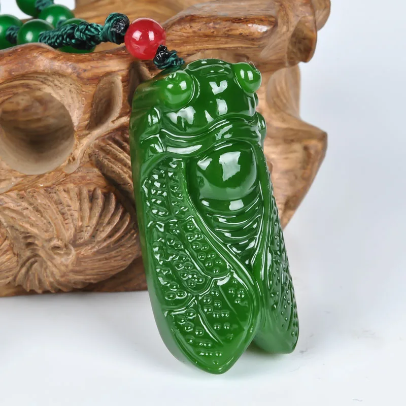 Hetian Jasper изумительная песня кулон Цикада ожерелье