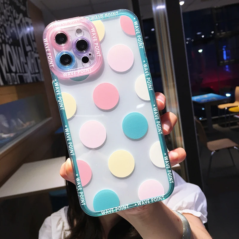 13 pro max cases Colorful Cute Wave Poin Clear Phone Case For iPhone 13 Pro MAX 12 11 X XS XR 7 8 Plus Fashion Transparent Soft Shockproof Cover best iphone 13 pro max case iPhone 13 Pro Max
