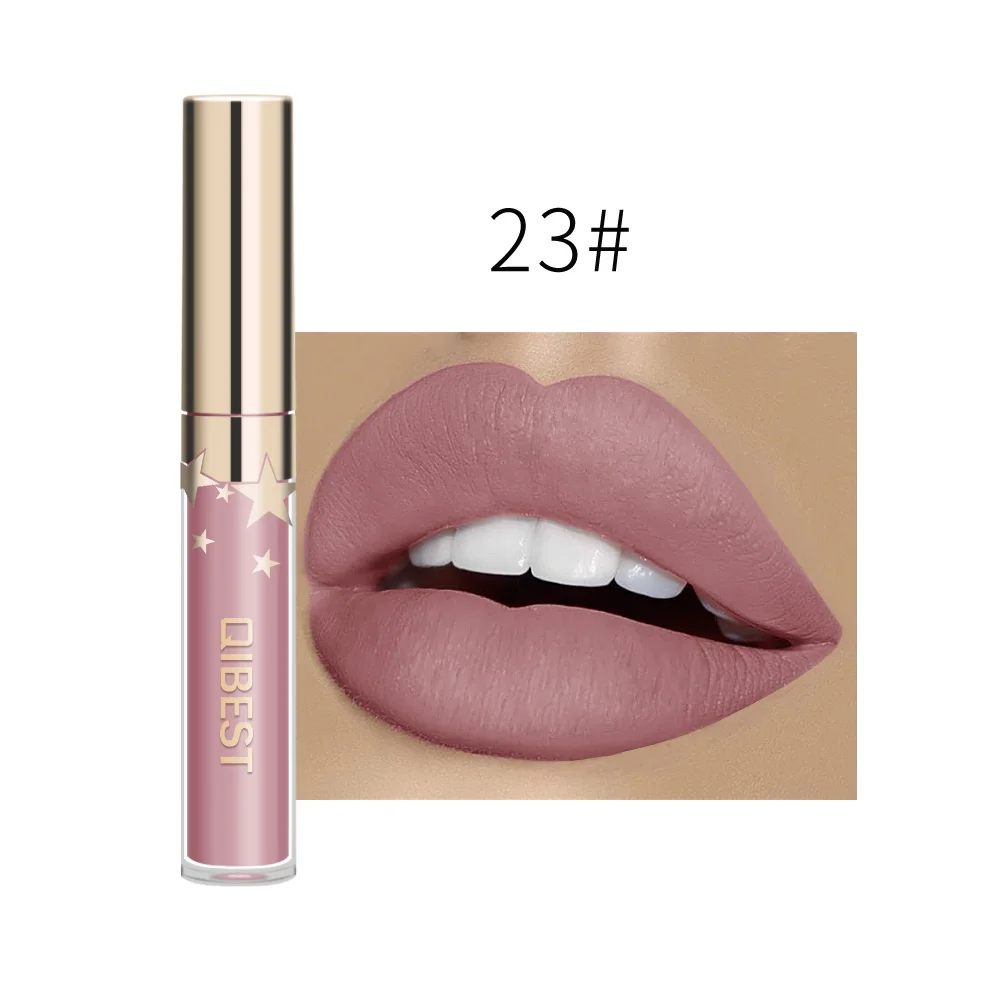 Qibest Waterproof Liquid Lip Gloss Metallic Matte Lipstick For Lips Cosmetic Sexy Batom Mate Lip Tint Makeup Lasting Lipgloss