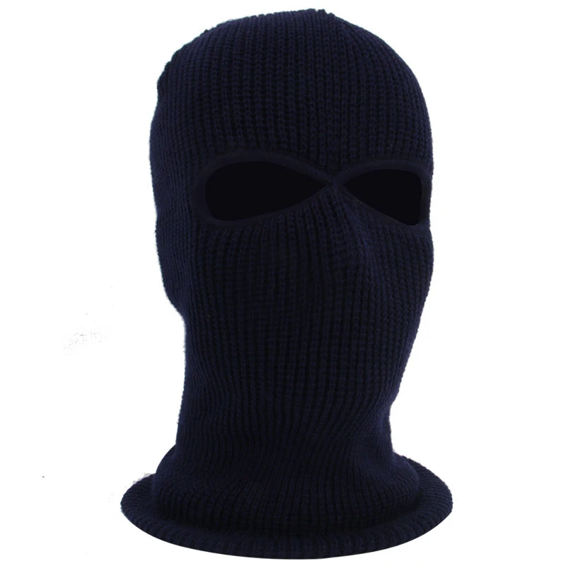 Full Face Cover Mask Three Hole Winter Warm Hoodie Men Ski Cold Mask Hood Electric Motorcycle Windproof Mask Riding Face Shield - Цвет: Open eye blue