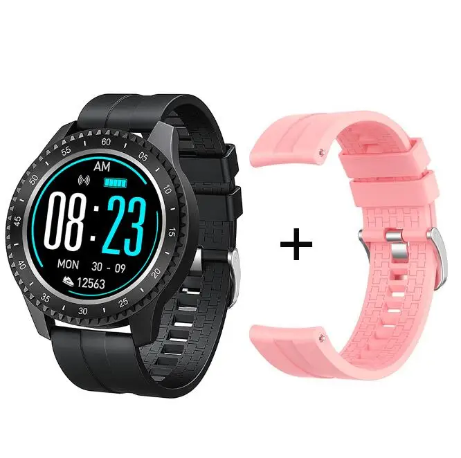 Add pink strap Новые F17 Смарт-часы с полным экраном сенсорные женские мужские Смарт-часы фитнес-трекер спортивные Шагомер водонепроницаемые часы для Android IOS - Цвет: Add pink strap