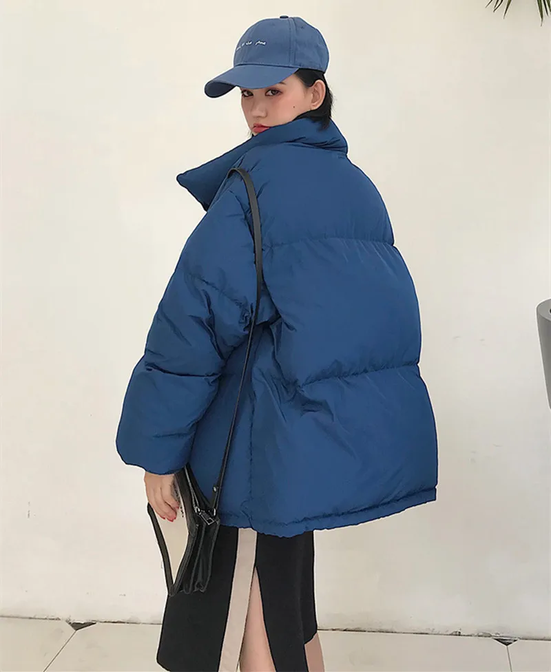 Winter Women's Down Jacket Women Stand Collar Solid Female Down Cold Protection Coat Loose Oversized Womens Short Female Jacket