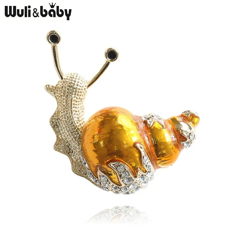 Wuli & baby эмалированные броши в виде улитки женские милые стразы насекомое животное