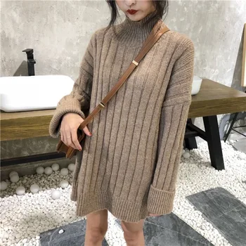 

6317# Autumn Winter Thick Knitted Maternity Sweaters High Neck Plus Size Loose Pullovers Clothes for Pregnant Women Pregnancy