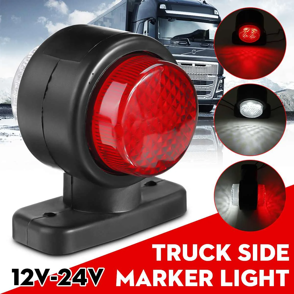 MASO 2 luces laterales LED de 4 luces laterales de 12 V y 24 V camión autobús caravana rojo camión indicador de parada universal para coche