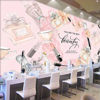 

Custom Mural Wallpaper 3D Hand Painted Cosmetic Shop Background Wall Decor PVC Self-Adhesive Waterproof Wall Stickers Wallpapers