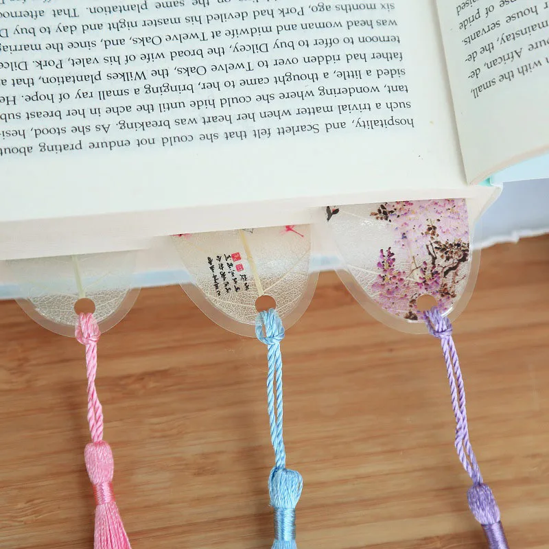 1pc Leaves Vein Bookmark Creative Chinese Wind Tassel Bookmarks Collectibles Stationery Creative School Supplies