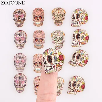 

ZOTOONE Cool Skull Wooden Buttons Handmade Noel Accessories Scrapbooking for Coat DIY Craft Decoration Colorful Button E