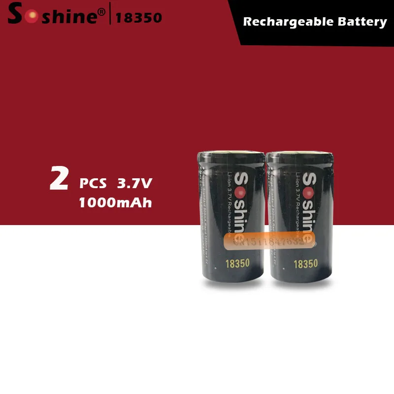 2 шт. Soshine 18350 Аккумулятор 1000 мАч 3,7 В литий ионная аккумуляторная батарея с аккумуляторной защитной коробкой для хранения|battery 1000mah|rechargeable batterybattery 18350 | АлиЭкспресс