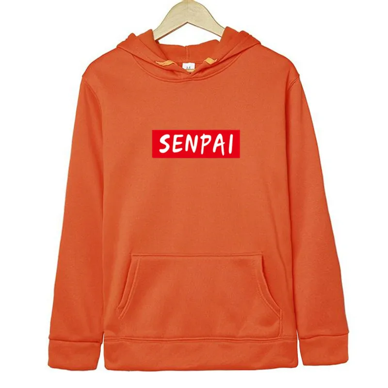 Orange 1 Зимние мужские Senpai аниме девушка нерди дизайн печати флисовые толстовки спортивные свитера осень унисекс забавное чёрное худи Зимняя мужская одежда - Цвет: Orange 1