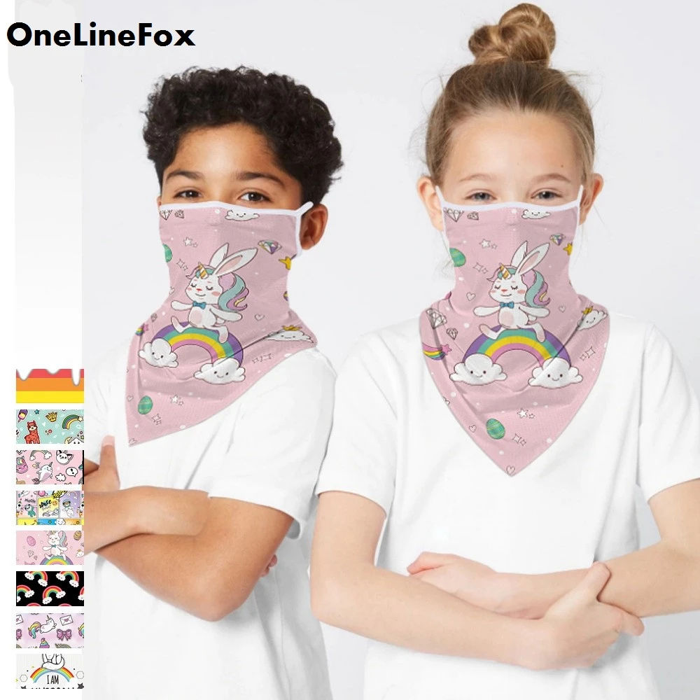 

OneLineFox Kids Animal Print Triangle Scarf Face Scarf Bandana Anti Dust Cycling Camping Hunting Riding Mouth Windproof Scarf