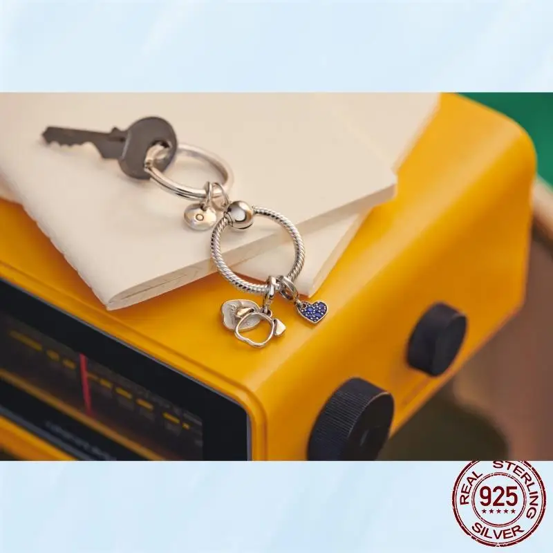 Key Ring 925 Sterling Silver Moments Small Bag Charm Holder Key Ring Suitable Fit Original Pandora Charms Beads Jewelry Gift gold jewellery