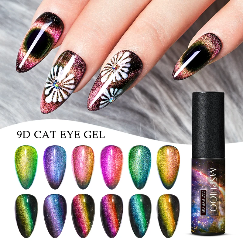 MSRUIOO, 5 мл, 9D, кошачий глаз, Гель-лак для ногтей, Galaxy, хамелеон, долговечный, сияющий лазер, замачиваемый, УФ светодиодный, гибридный Магнитный Гель-лак