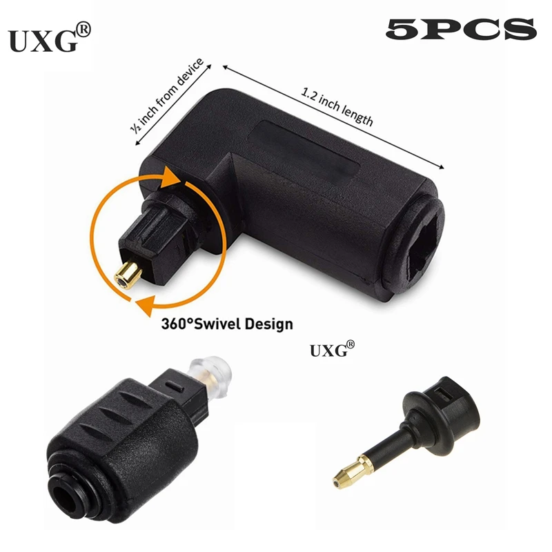 5 Pz 90 Gradi Toslink A Mini Adattatore Toslink M/F 3.5 Mm Maschio A Femmina Connettori Cavo Audio Ottico Per Vr Mac Tv Box