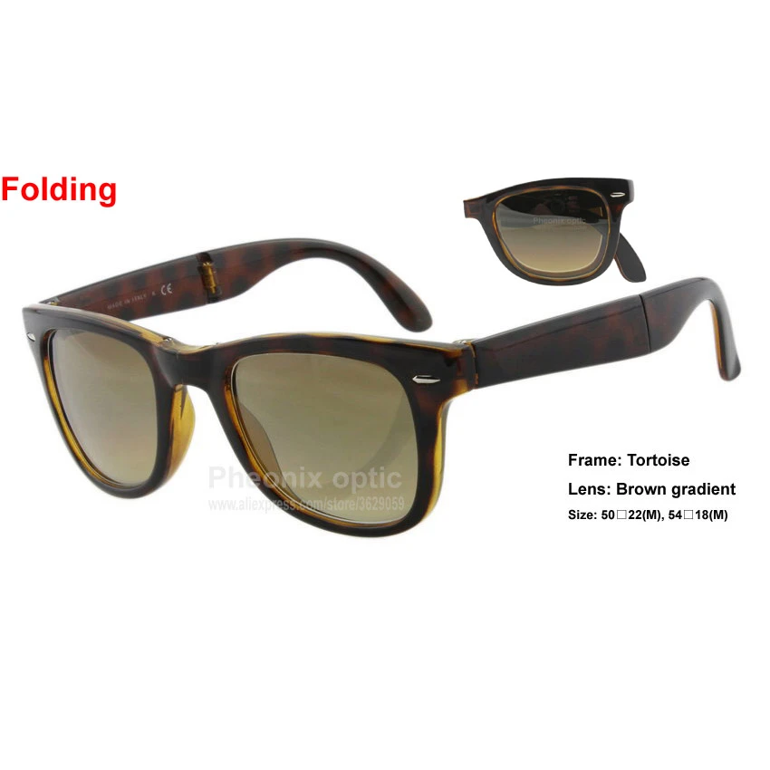 Portable Vintage Square Style Sunglasses Folding frame Glass lens 54 50 size 4105 unisex women summer dress fashion black sunglasses women
