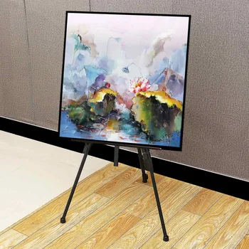 

Folding Iron Easel Stand Tripod Adjustable Height Lightweight Sturdy Painting Display Portable Sketching Rack with Carrying Bag