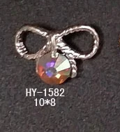 HY-1582 10pcs 10 шт./лот, золото/серебро сплав дизайн ногтей 3d с плоской задней частью AB боковые бриллианты жемчужные ювелирные изделия Стразы для ногтей Типсы украшения - Цвет: HY-1582 10pcs