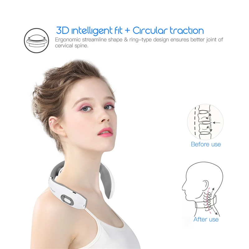 Electric Pulse Neck Massager Cervical Traction Collar Therapy Pain Relief Stimulator Guasha Acupuncture Cupping Patting Massage