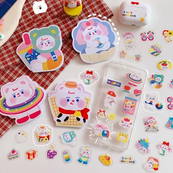 

48PCS Kawaii Cat Bear waterproof sticker DIY scrapbooking mobile phone computer diary gift sealing decoration sticker