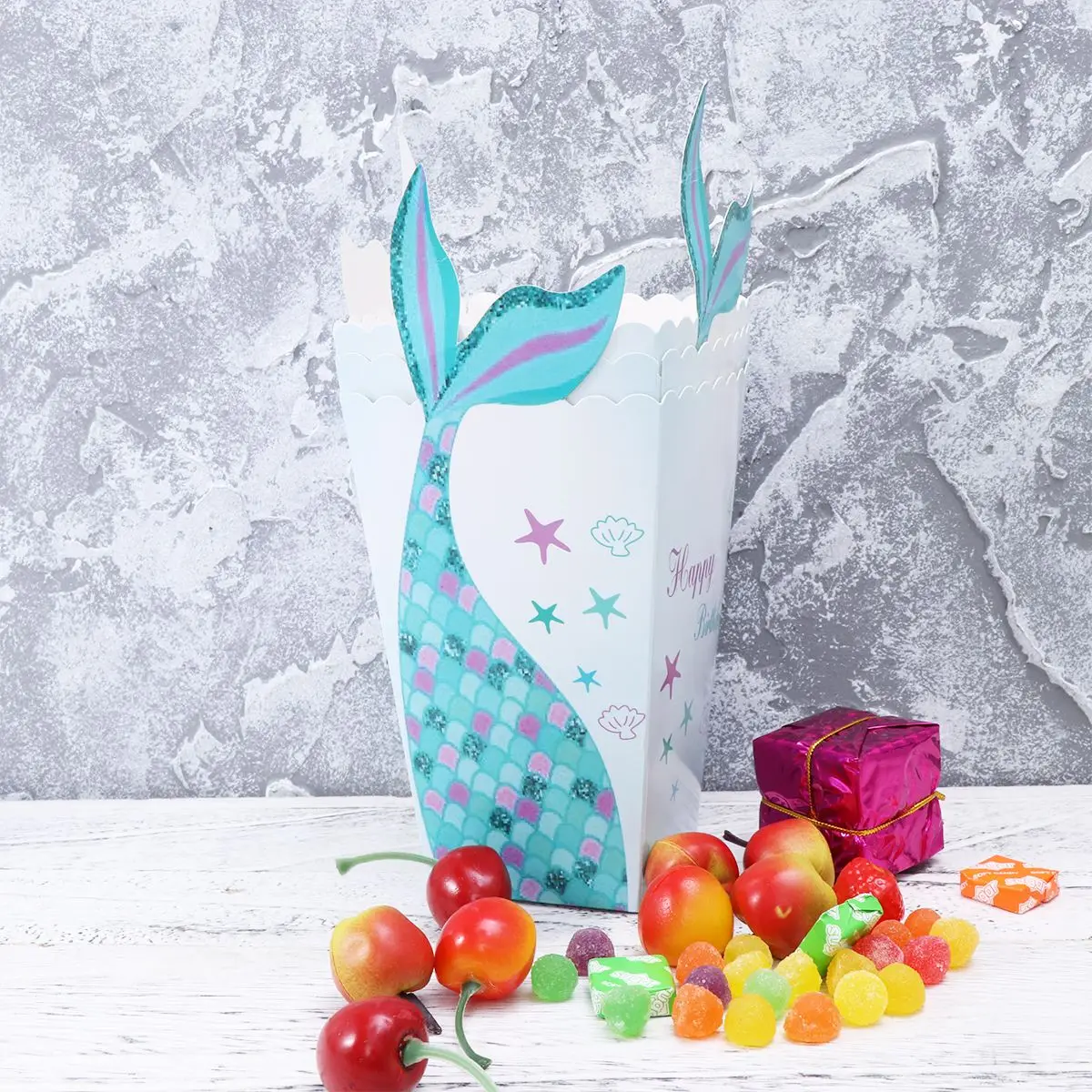 

24pcs Mermaid Popcorn Boxes Printing Party Treat Box Container for Birthday