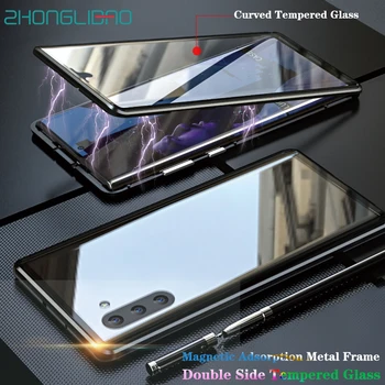 

Note10+ 360 Full Body Front Back Curved Glass Magnetic Adsorption Metal Case for Samsung Galaxy Note 10 Note10 Plus Note10plus