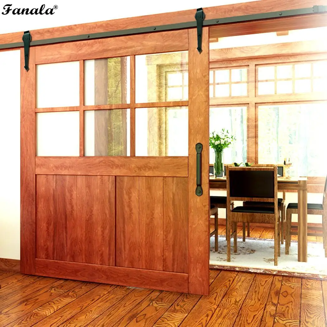 

6FT Modern Sliding Barn Door Closet Hardware Track Kit Track System Unit for Single Wooden Doo