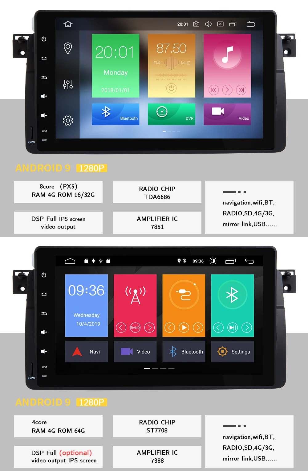 Sale Josmile 1 Din Android 9.0 Car Multimedia Player For BMW E46 M3 Rover 75 Coupe Navigation DVD Car Radio Audio 318/320/325/330/335 3