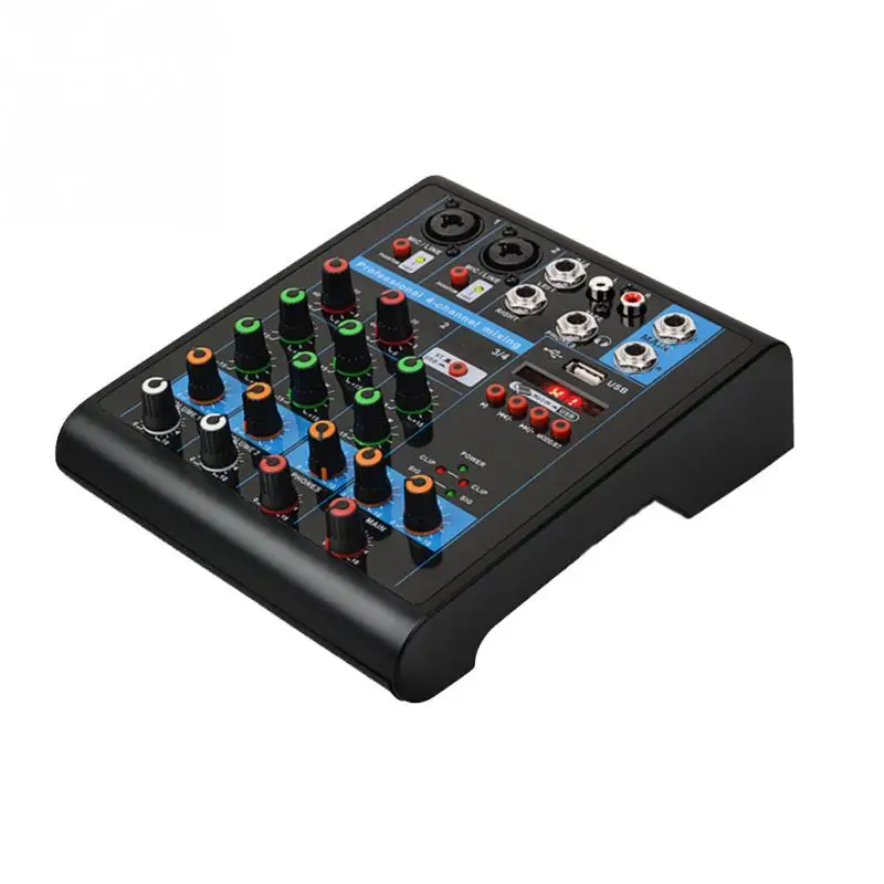 

4 Channels Bluetooth Karaoke KTV Mini Mixer Sound USB Studio Portable Stereo Live Professional Audio Mixing Console Party