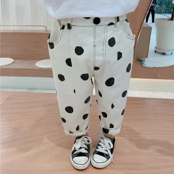 

2020 New Girls Boys Dots Pants Spring Fashion Kids Long Pants 1-6 Years