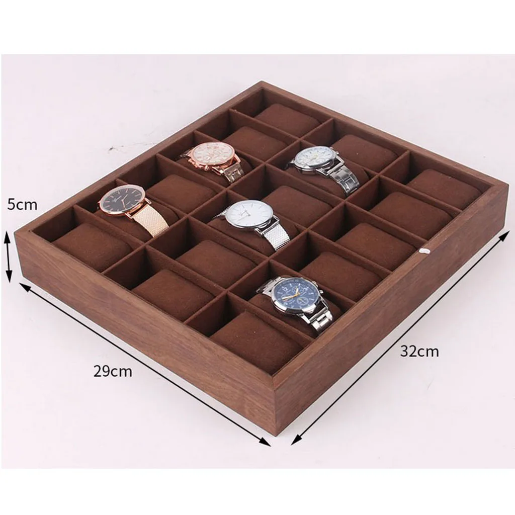 Wooden Watch Box Case Display Tray w/ Cushion Jewelry Organizer 6/12/18 Slots