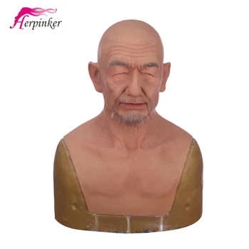 

New Haloween Party Headgear Supersoft Old Man Headwear Costume Mask Style Human Realistic Mask Siliconefor Party Cosplay Props