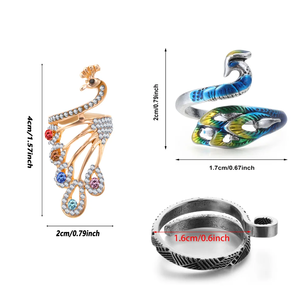 Adjustable Knitting Loop Peacock Shape Crochet Ring Sewing Accessories Finger Wear Thimble Yarn Guides Knitting Tool 1PC