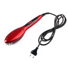 Digital Electric Hair Straightener Brush Comb Detangling Straightening Irons Hair Brush EU Plug:red