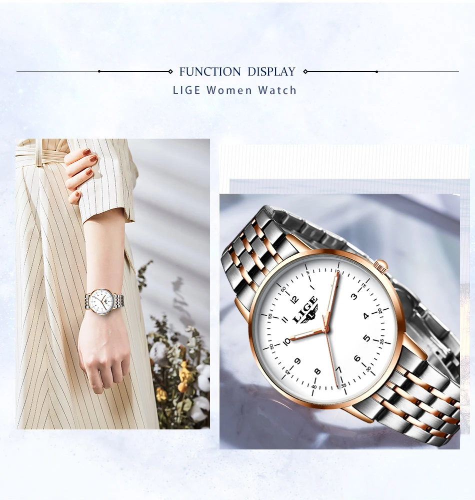2020 New Fashion Watch Women LIGE Brand Ladies Creative Steel Women Bracelet Watches Female Waterproof Clocks Relogio Feminino