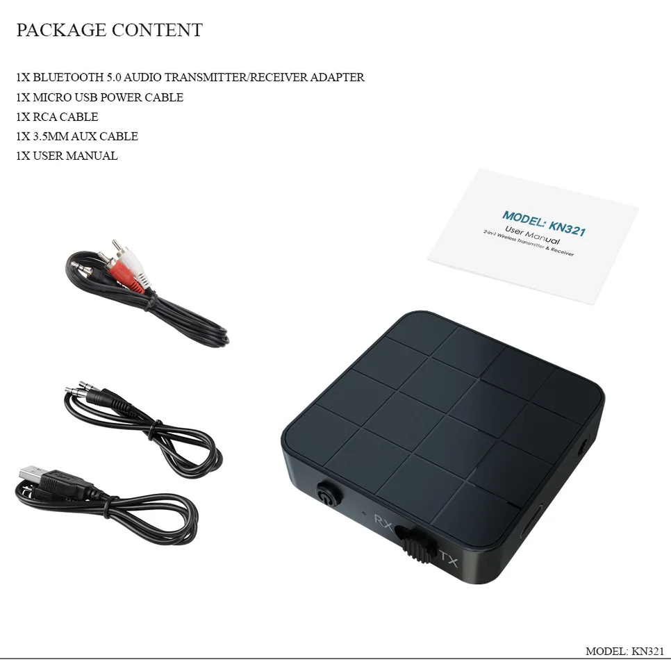 BGGQGG Bluetooth 5.0 4.2 Receiver and Transmitter Audio Music Stereo Wireless Adapter RCA 3.5MM AUX Jack For Speaker TV Car PC