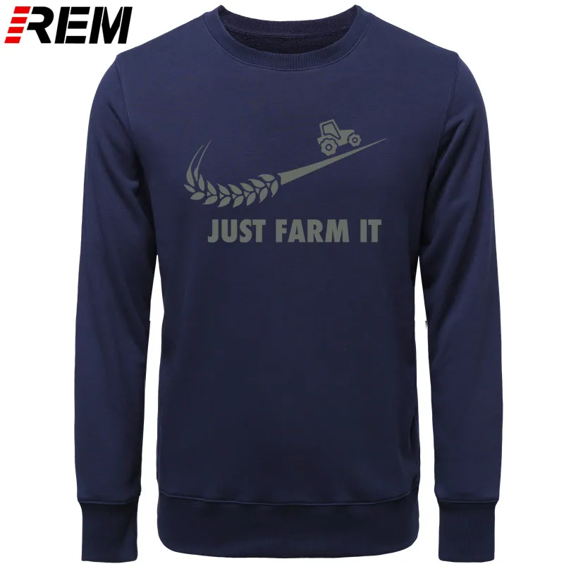 Худи rem Fashion Just Farm It для мужчин, с круглым вырезом, хлопок, с длинным рукавом, фермер, фермерский человек, топы, Толстовки, Толстовки - Цвет: NAVY GRAY