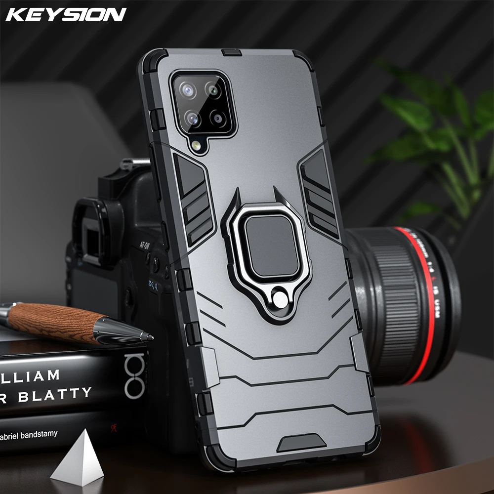 KEYSION Shockproof Case for Samsung A12 A22 A72 A52S 5G A73 A53 A33 A23 A13 Ring Stand Phone Back Cover for Galaxy M52 M32 M62 samsung galaxy s22 ultra case