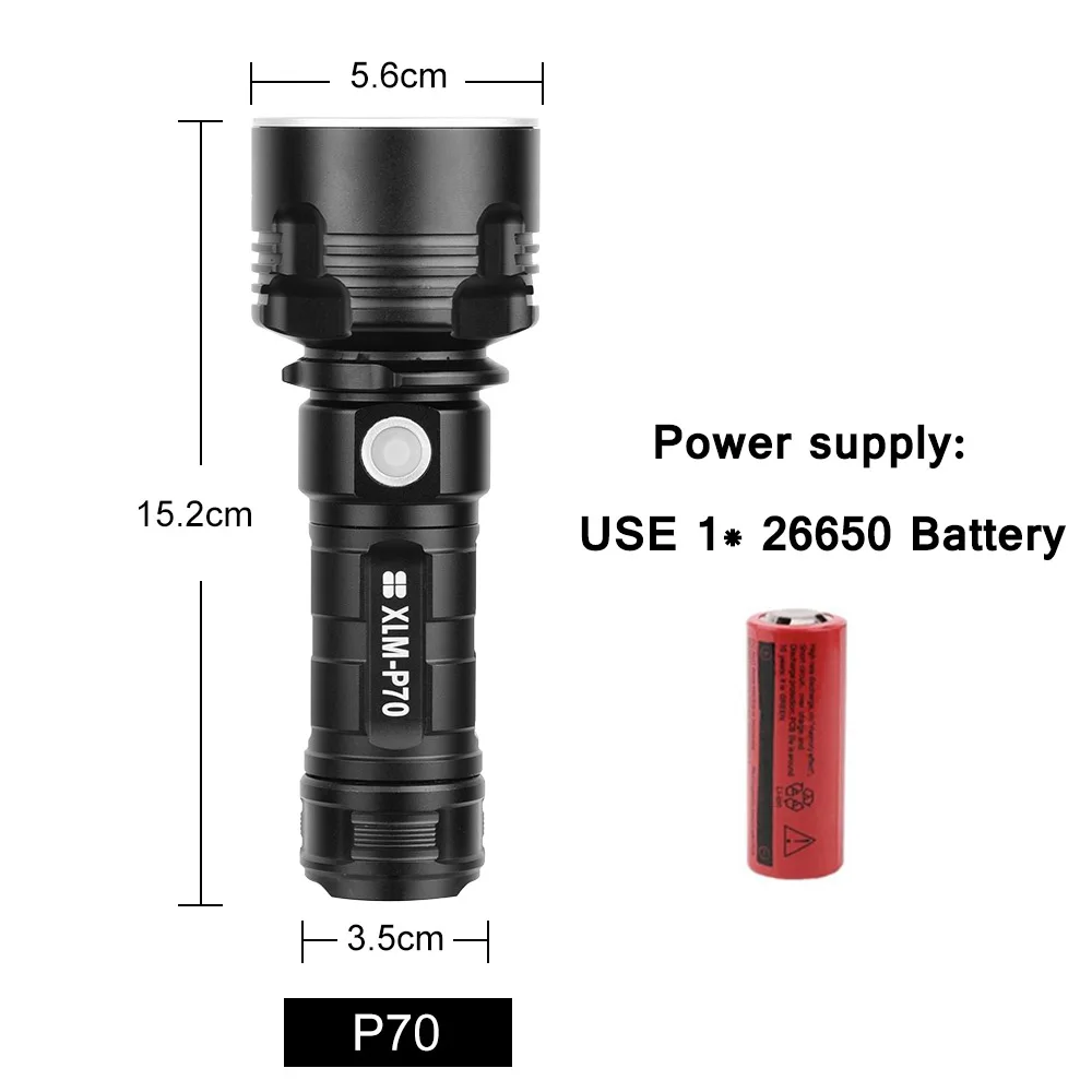 Anjoet супер мощный светодиодный фонарик L2 XHP70.2 тактический фонарь USB перезаряжаемая водонепроницаемая лампа яркий фонарь кемпинг 26650