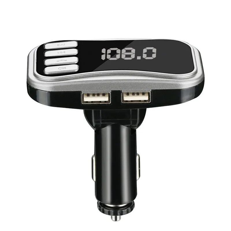 Автомобильное зарядное устройство с Bluetooth, ЖК-дисплеем, двумя USB, поддержка FM, SD карты, для IPhone Xs Max, samsung, Xiaomi, автомобильное зарядное устройство для телефона